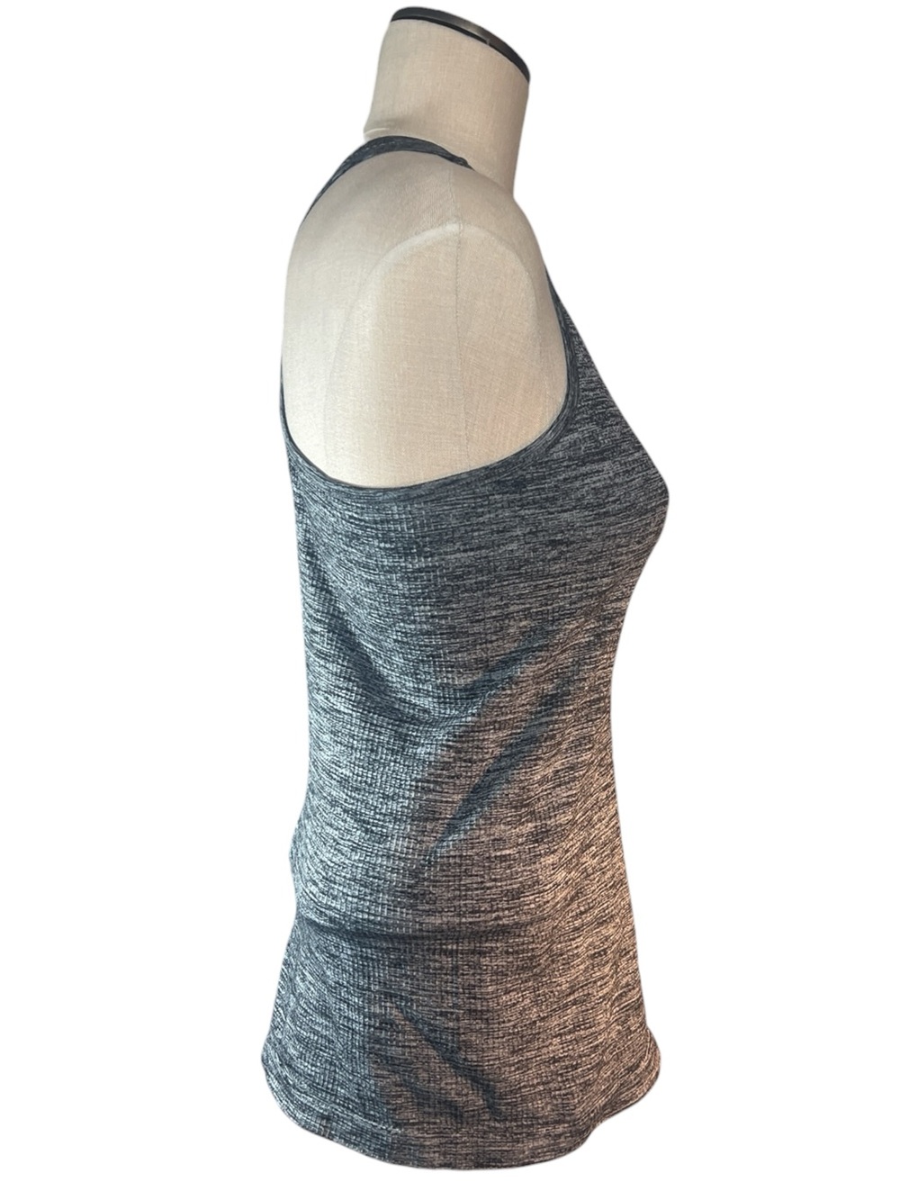 Athleta Womens Renew Racerback Ribbed Tank Top in Gray /Black Space Dye Workout - Picture 2 of 5